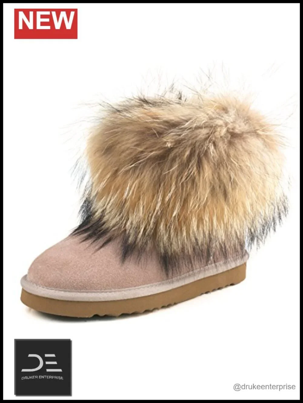 Genuine Suede Waterproof Winter Fur Ankle Boots Women Fluffy Snow Boots